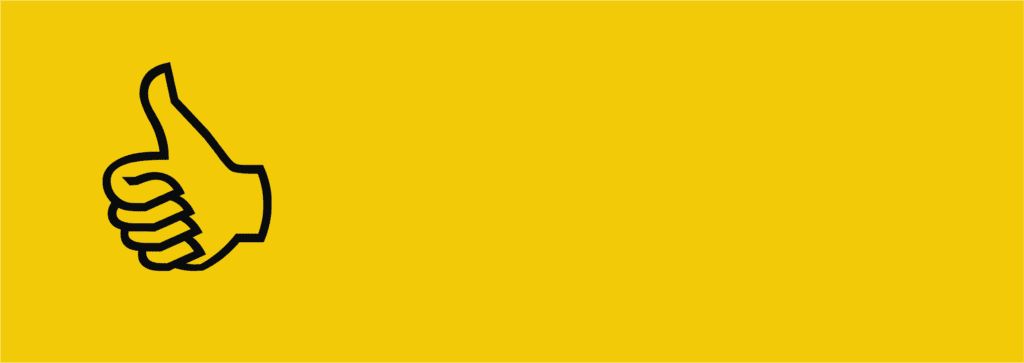 Banner mit Daumen hoch auf linker Seite